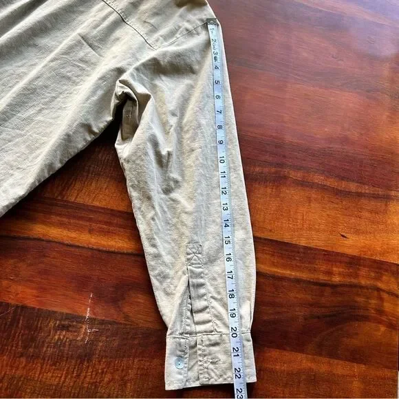 Jane Ashley Tan Silver Embroidered Linen Blend Shacket Shirt Women’s Large - Picture 4 of 14